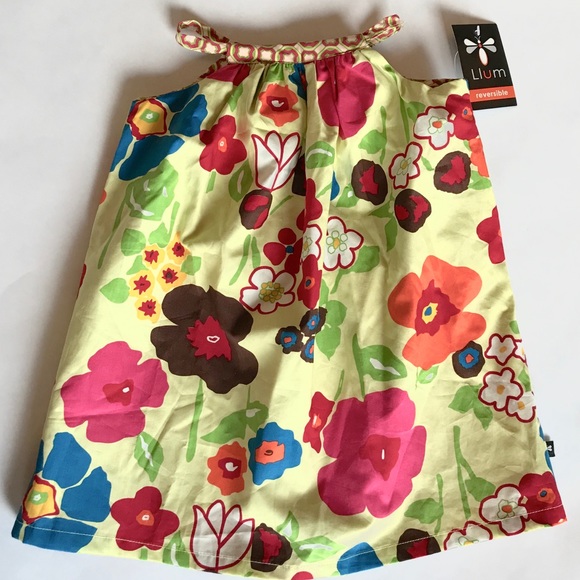 NWT Sz 2T Llum Reversible Lined Cotton Dress - Picture 2 of 8